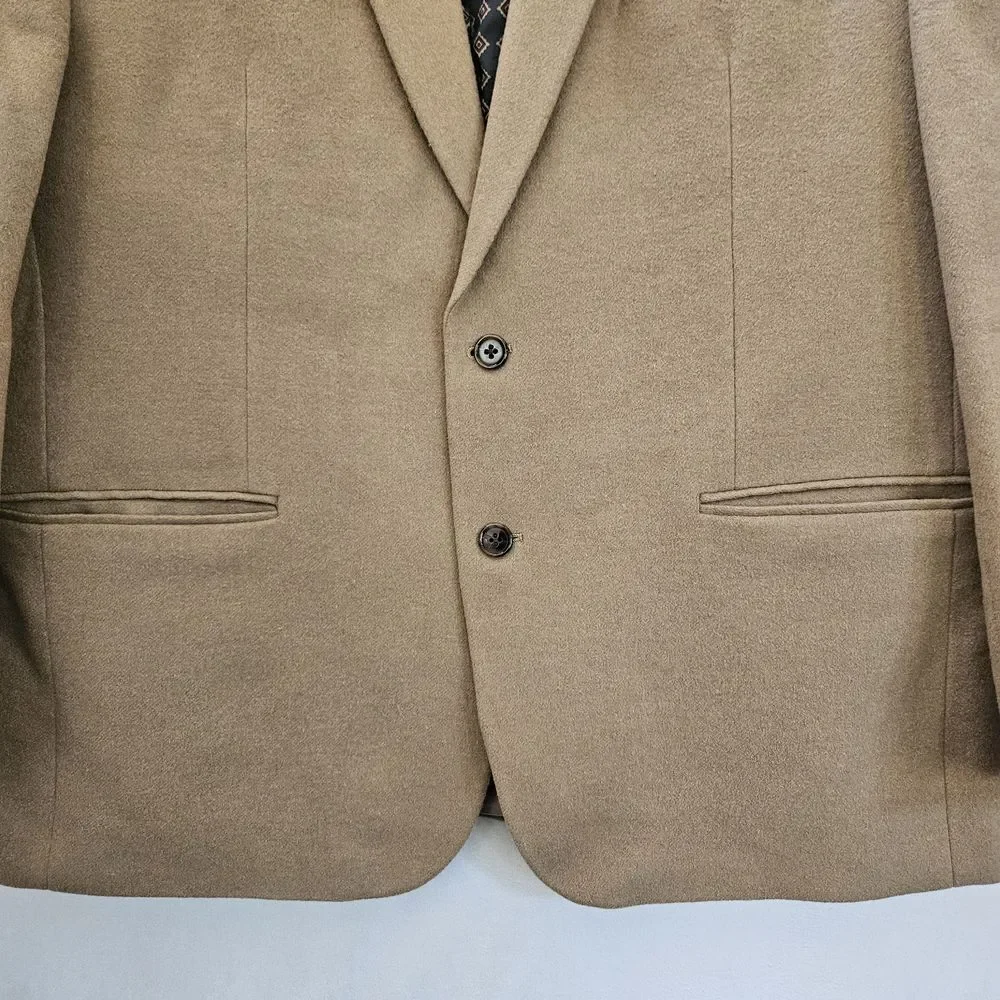 Lauren Ralph Lauren Blazer Jacket Mens 48R Camel Wool Cashmere Silk Sport Preppy